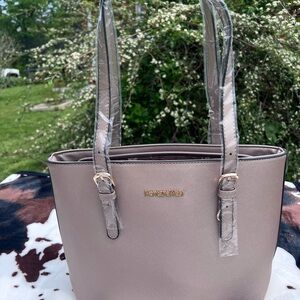 Montana West Structured Tote with Gold Hardware